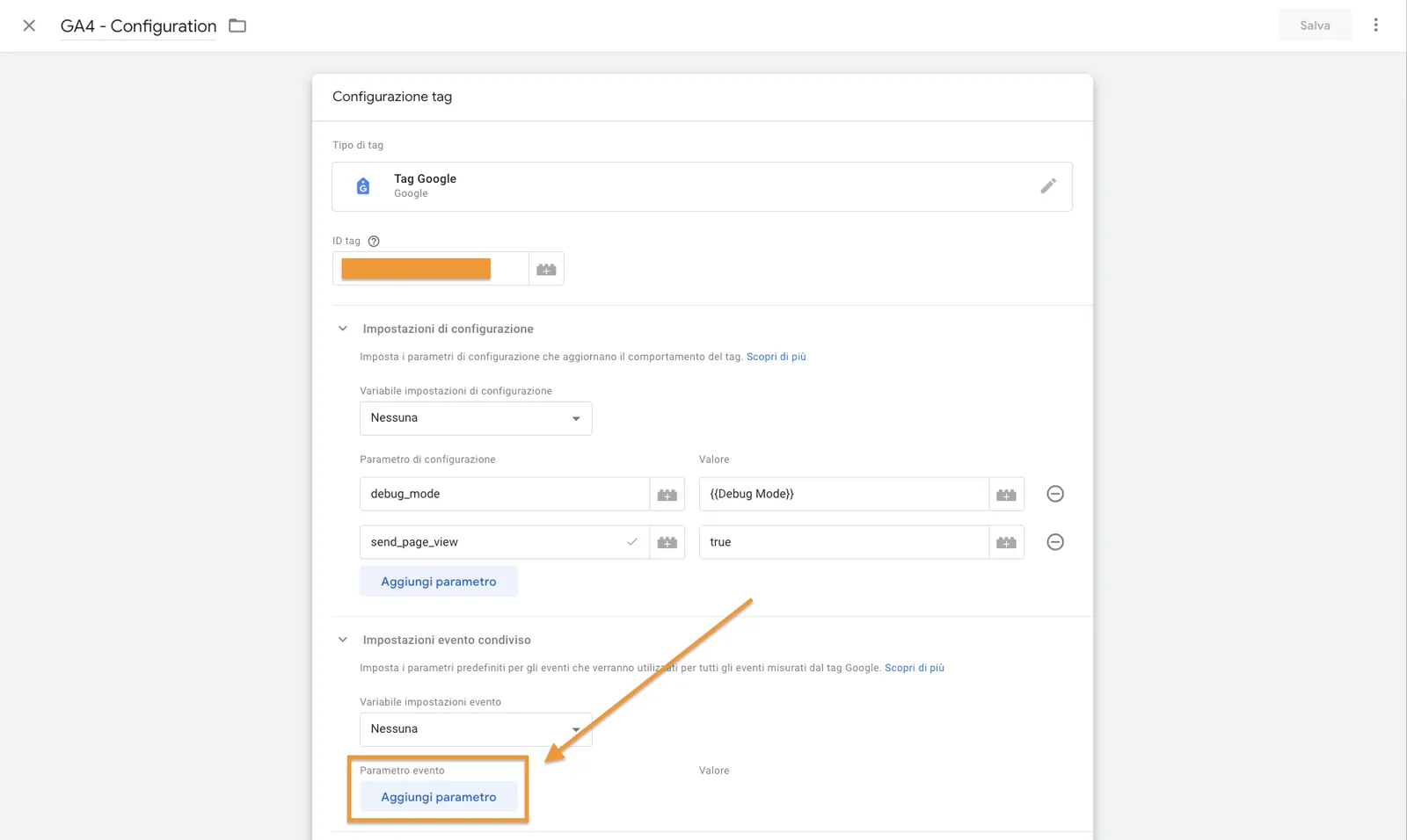 Configurare il tag su su Google Tag Manager