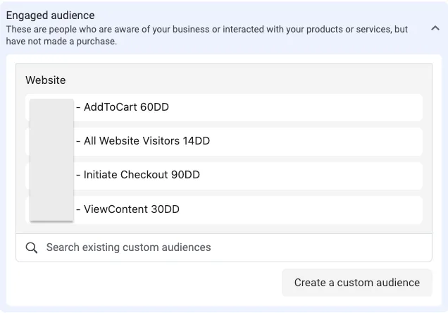 Definire il segmento Engaged Audience su Meta