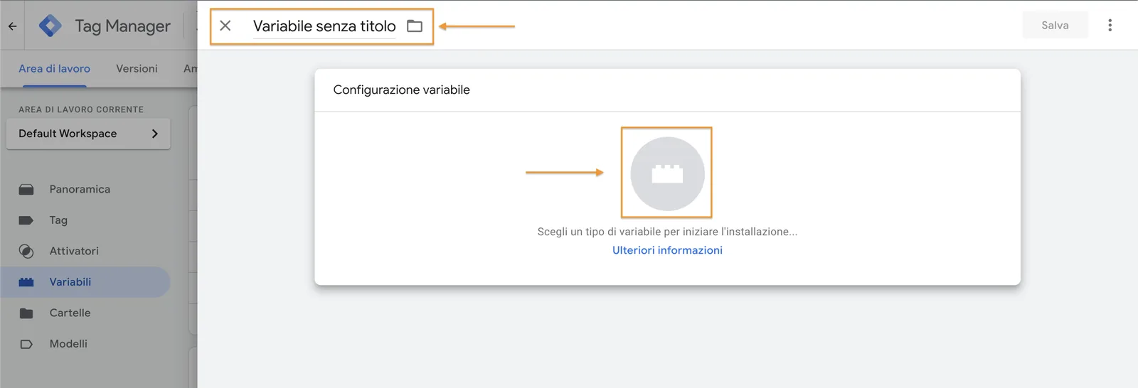 Configurazione variabile su Google Tag Manager